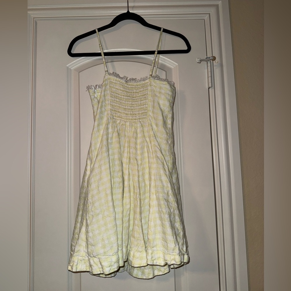 LoveShackFancy Yellow Checkered Dress Clarine Linen Gingham Bow‎ Dress size 6 - Picture 8 of 11